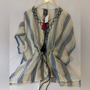 vince camuto OS Towel Striped drawstring Poncho NWT cinched Waist Line ￼